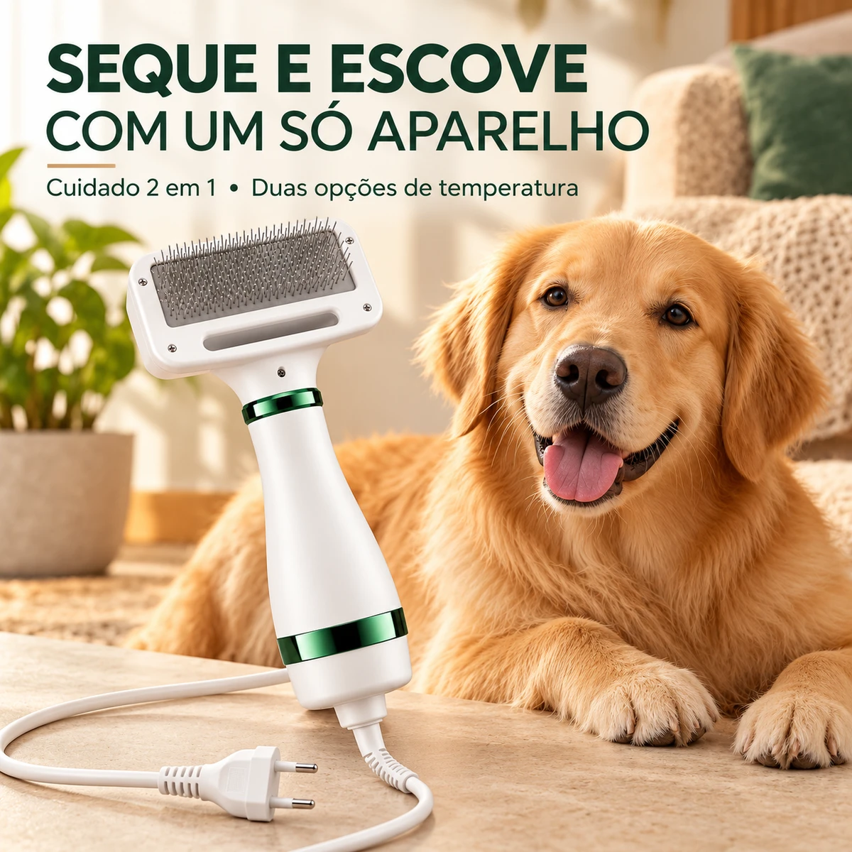Visão geral dos benefícios de Escova Secadora Pet 2 em 1