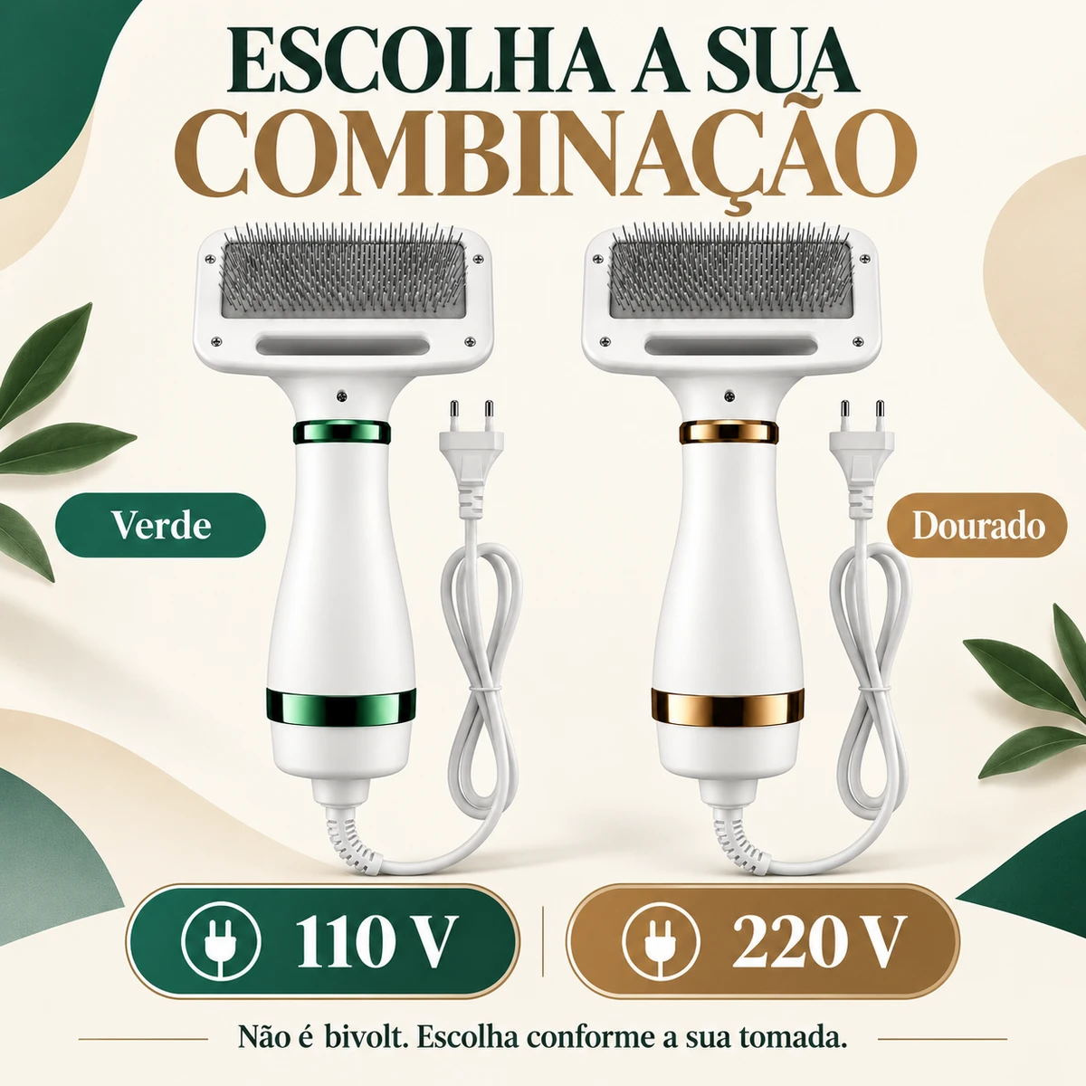 Medidas, capacidade ou compatibilidade de Escova Secadora Pet 2 em 1